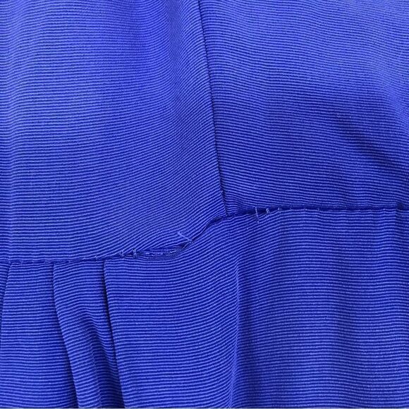 VINTAGE 80s Royal Blue Golden Girls Dress Big Cape Collar Long Sleeves Size 6 - Picture 7 of 12